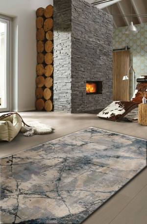 Χαλί ανάγλυφο marble, σε μπεζ και γκρι τόνους. 32590/957