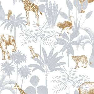 Tαπετσαρία παιδική tropical ζώα σιέλ-μπέζ.976-2-ICH